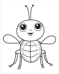 insect coloring pages for kids, Insect vector for character design,