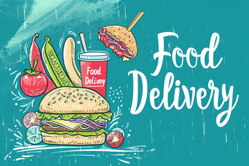 Food Delivery Template Design, Online Food Delivery Layout, Restaurant Delivery Service Template, Customizable Food Delivery Template, Modern Food Delivery App Design