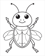insect coloring pages for kids, Insect vector for character design,