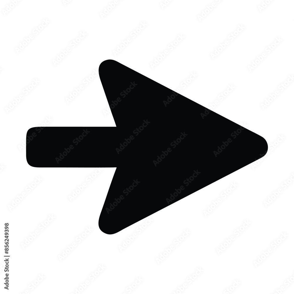 Wall mural bold black right arrow vector icon. simple arrow symbol for navigation. direction indicator, web and