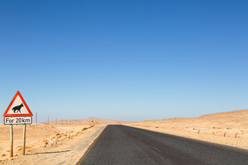 road sign in the Namib desert 