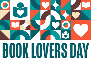 National Book Lovers Day. August 9. Holiday concept. Template for background, banner, card, poster with text inscription. Vector EPS10 illustration.