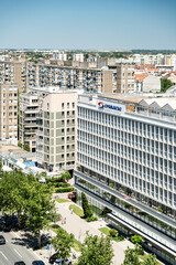 Panoramic view of Novi Sad, Serbia. Rooftops of buildings from high point of view.