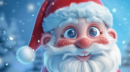 2d illustration of a charming Christmas character featuring an adorable Santa Claus face