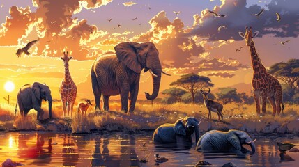 Illustration african animals
