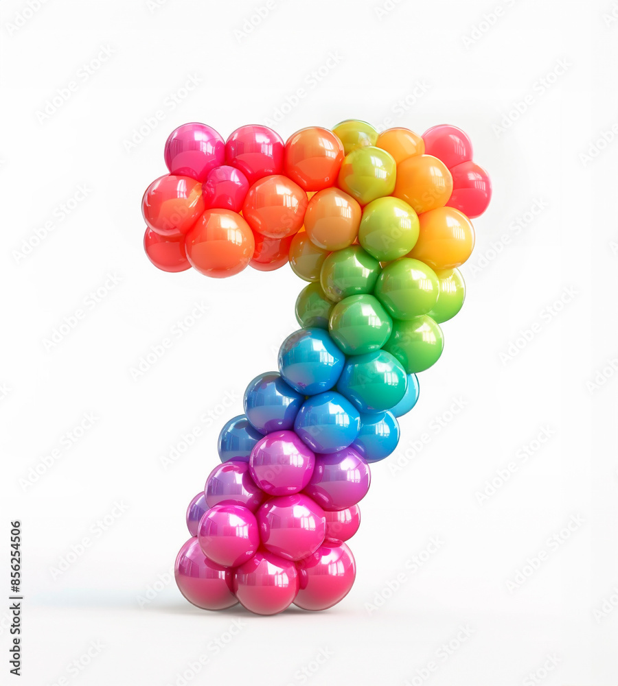 Fototapete ai generated photo with inflatable number 7 from multicolored balloons. minimalistic numbers isolate