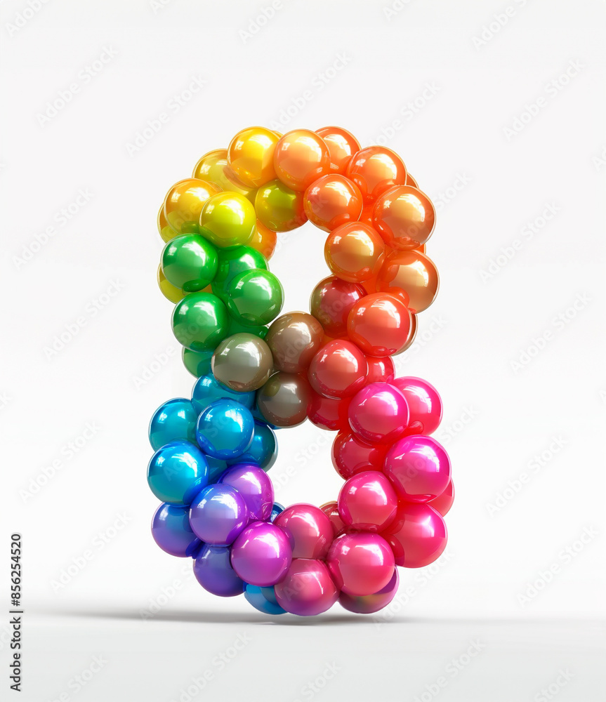 Fototapete ai generated photo with inflatable number 8 from multicolored balloons. minimalistic numbers isolate