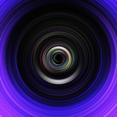 Colorful radial motion effect. Abstract rounded background. Color curves and sphere.