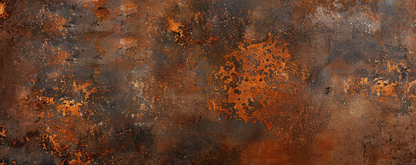 Metallic background featuring a rusted, weathered iron surface, with deep textures and rich brown-orange patina, evoking a sense of history and rugged endurance, ideal for vintage or steampunk designs