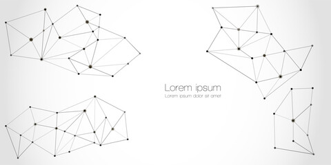 Abstract technology Network nodes, digital connection background with polygonal shapes on white Vector. science technology, data structure, connected points, web.