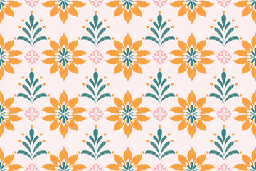Ikat abstract background art. Ethnic tribal, boho seamless wallpaper. Motif ethnic handmade beautiful Ikat art. Ethnic abstract floral background art.