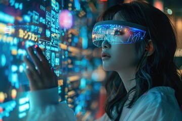 Person engaging with interactive display