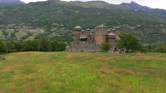 Italy's Aosta, Castello di Fenis is nestled amidst the majestic Alps.