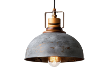 Industrial vintage metal pendant lamp with exposed bulb, showcasing a rustic look perfect for interior decor and lighting designs.