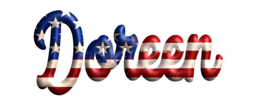 Doreen- Bandiera degli Stati Uniti - nome proprio - scrittura tubolare effetto tridimensionale - Grafica vettoriale - Parola auguri, banner, biglietti, stampe, cricut, silhouette, sublimazione	