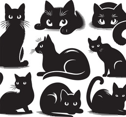 black and white cats Set 