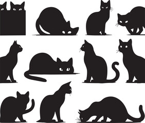 black and white cats Set 
