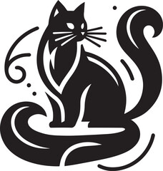 black cat cartoon Silhouette Vector 