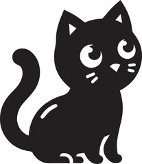 black cat cartoon Silhouette Vector 