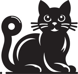 black cat cartoon Silhouette Vector 