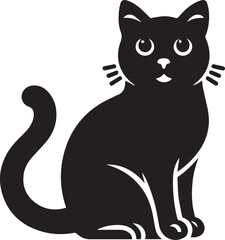 black cat cartoon Silhouette Vector 