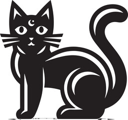 black cat cartoon Silhouette Vector 