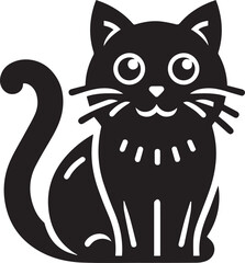 black cat cartoon Silhouette Vector 