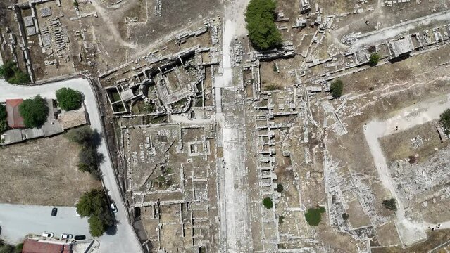 Ruins of temple in Corinth, Greece - Archaeology background.