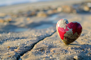 Heart Shaped Globe on Floor with Blurred Background