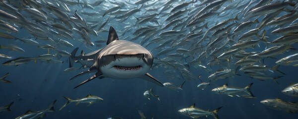 Shark swimming in the ocean. Extremely detailed and realistic high resolution illustration