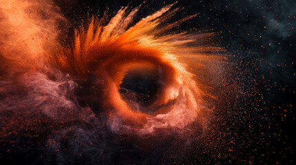 A large orange cloud of smoke is swirling in the air