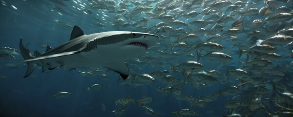 Obraz premium Shark swimming in the ocean. Extremely detailed and realistic high resolution illustration
