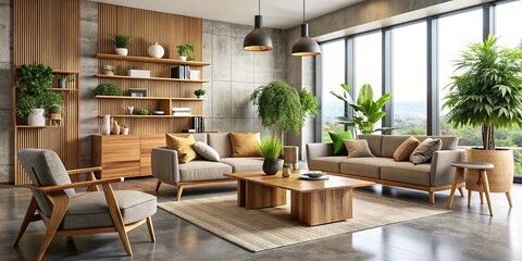 Modern and sleek furniture showcasing organic materials and designs , organic, modern, style, furniture, decor