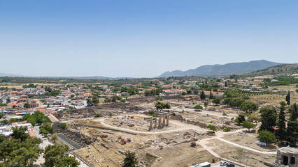 Ruins of temple in Corinth, Greece - Archaeology background.