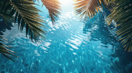Serene Blue Pool: Tropical Oasis Beneath the Sky