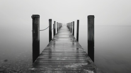 Fototapeta premium The pier stands facing the ocean