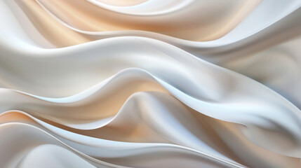 Obraz premium Silky fabric with natural flowing waves in shades of white and beige, creating a visual texture of softness and elegance.