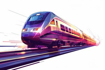 Fototapeta premium High-speed train in motion with colorful trails