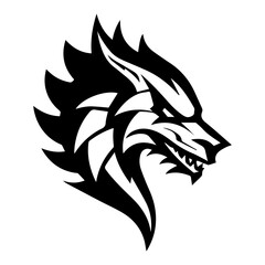 Dragon King logo or modern line icon. Vector line art and icon design with bold outline. Black and white Pixel Perfect minimalistic symbol isolate white background. Creative logotype