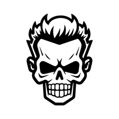 Skull logo or modern line icon. Vector line art and icon design with bold outline. Black and white Pixel Perfect minimalistic symbol isolate white background. Creative logotype