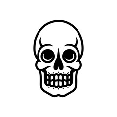 Skull logo or modern line icon. Vector line art and icon design with bold outline. Black and white Pixel Perfect minimalistic symbol isolate white background. Creative logotype