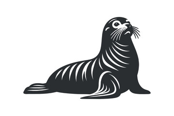 Cute seal. Vector isolated illustration on white background, cut out. Logo, emblem, icon