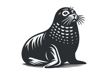 Cute seal. Vector isolated illustration on white background, cut out. Logo, emblem, icon
