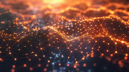 Obraz premium Digital Nexus Futuristic 3D Abstract Background with Dynamic Light Trails and Holographic Elements Perfect for Tech Marketing and Multimedia Designs