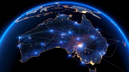 Australia digital network map  connectivity, data transfer, and tech business telecommunications