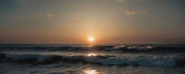 Fototapeta premium Ocean with sunset in background. Extremely detailed and realistic high resolution illustration