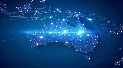 Australia digital network map  connectivity, data transfer, telecommunication tech