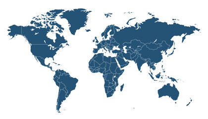 World map. Modern color vector map. Silhouette map.	