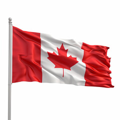 Canadian flag waving isolated on white background