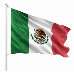 mexican flag waving on the wind isolated os white background olympic games